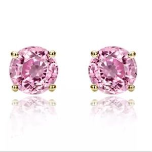 14k Yellow / White Solid Gold 5mm CZ Stud Earrings